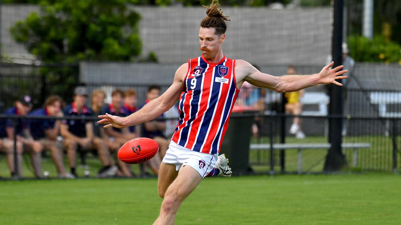 Wilston Grange player Matt Eagles Aspley v Wilston Grange in QAFL. Saturday April 2, 2022. Picture, John Gass