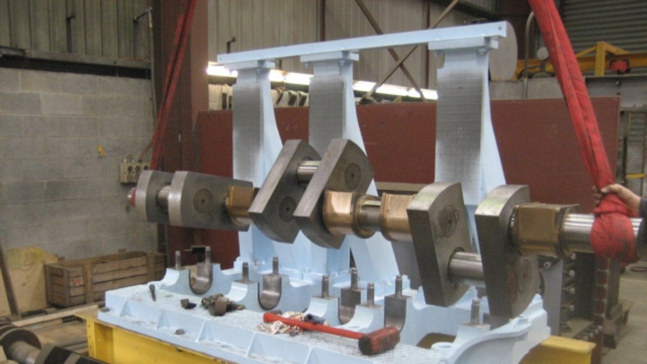 Lowering the new crankshaft has been part of the restoration of the steam ferry Cartela. For Hobart Mercury boating page