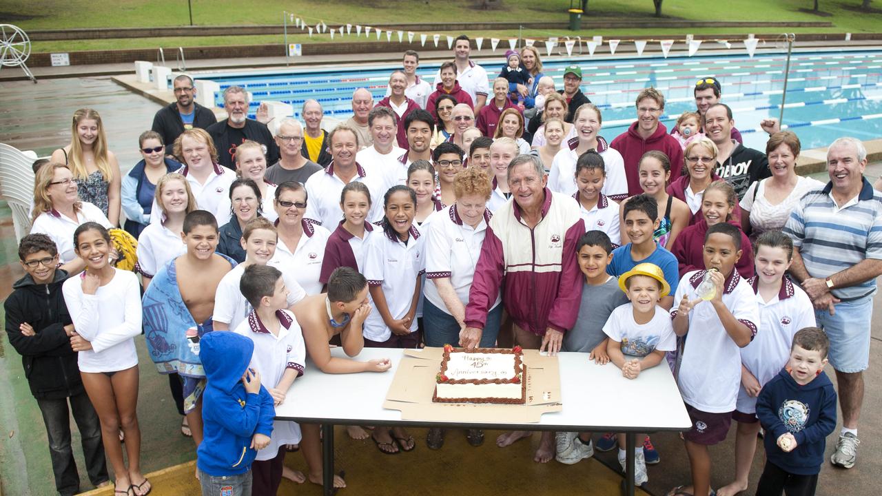 Merrylands swimmers celebrating the club’s 45th anniversary.