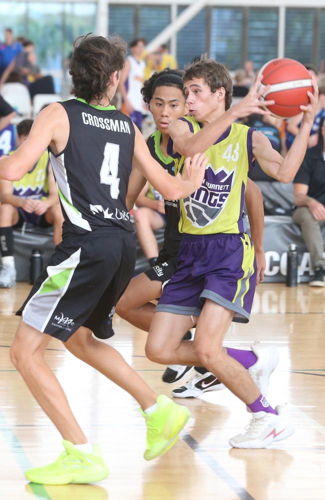 Basketball QLD U18's State Championships 2024 semi-finals day. Div 5 and 6. Yellow South Burnett vs. Sunshine Coast Rip City. 13 January 2024 Carrara Picture by Richard Gosling