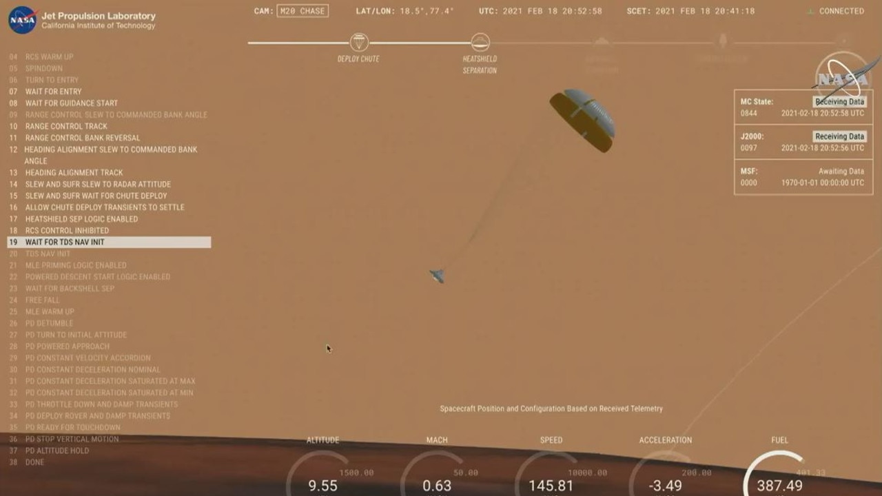 A visualisation of the Mars rover descending.