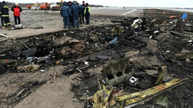 The charred wreckage of the Boeing jet. Picture: AFP/Vasily Maximov