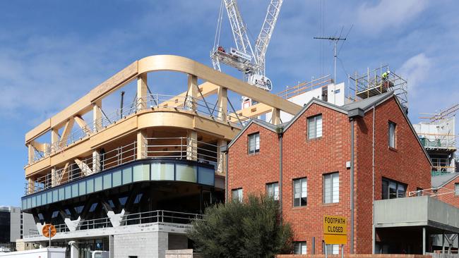 The new City of Greater Geelong building in Mercer Street is fast rising. Picture: Alan Barber