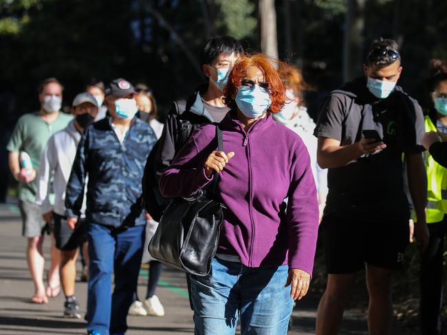 SYDNEY, AUSTRALIA - NewsWire Photos, SEPTEMBER, 06 2021:  People are seen at the Covid-19 Vaccination hub at Olympic Park as the education sector is subject to a "vaccination blitz" in Sydney. Picture: NCA NewsWire / Gaye Gerard