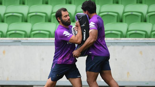 Cameron Smith takes part in Melbourne Storm training. Picture: Getty Images