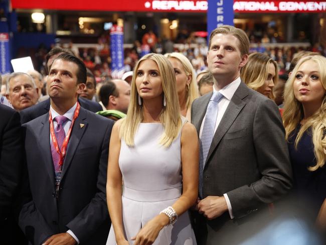 Donald Trump Jr. along with Ivanka Trump, Eric Trump and Tiffany Trump at the Republican National Convention in July. Picture: Getty Images.