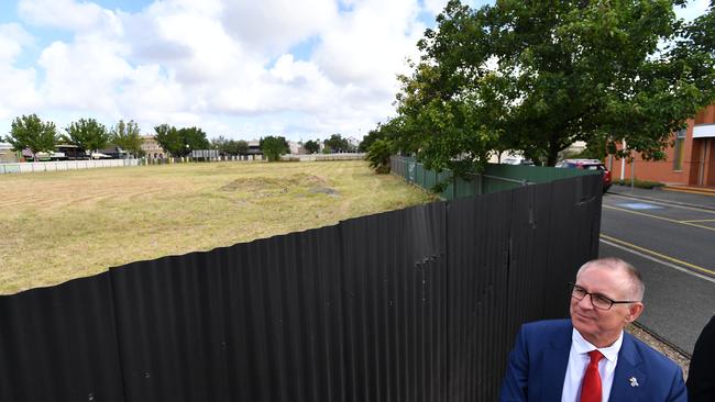 SA Premier Jay Weatherill next to the former Le Cornu site in North Adelaide, which was sold to Adelaide City Council. Picture: David Mariuz / AAP