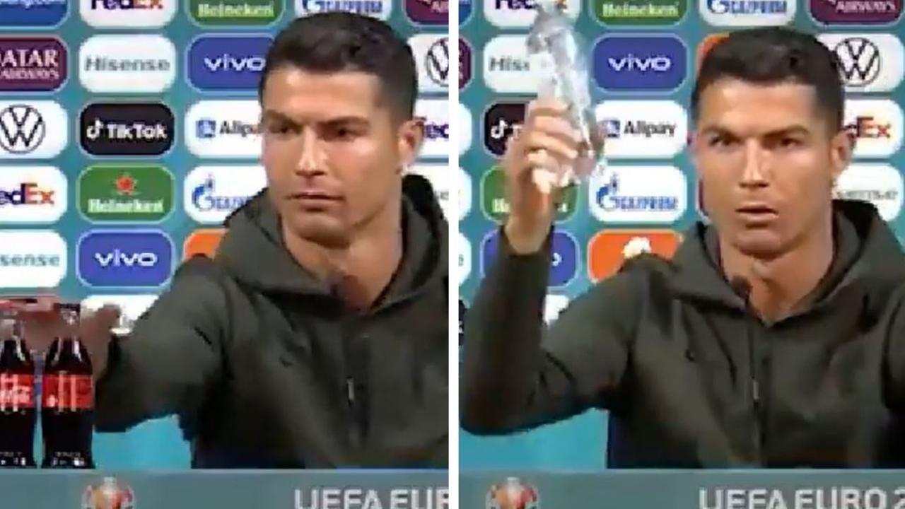 Christiano Ronaldo gets rid of coke bottles