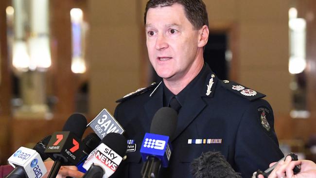 Acting Assistant Commissioner Shane Patton says the festive season now comes with heightened terror risk. Picture: AAP Image/Joe Castro