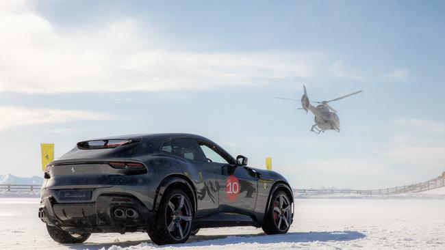 Ferrari Purosangue being tested on snow