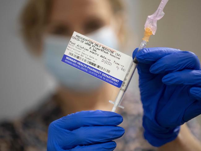 Sunday 21st February 2021.  The Australian. Head of Monash Health, Rhonda Stuart with the Pfizer Covid-19 Vaccine as it arrives at Monash Medical Centre, Melbourne Victoria, Australia.Photograph by Arsineh Houspian /The Australian