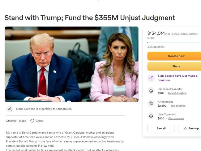 A screenshot showing the GoFundMe campaign.