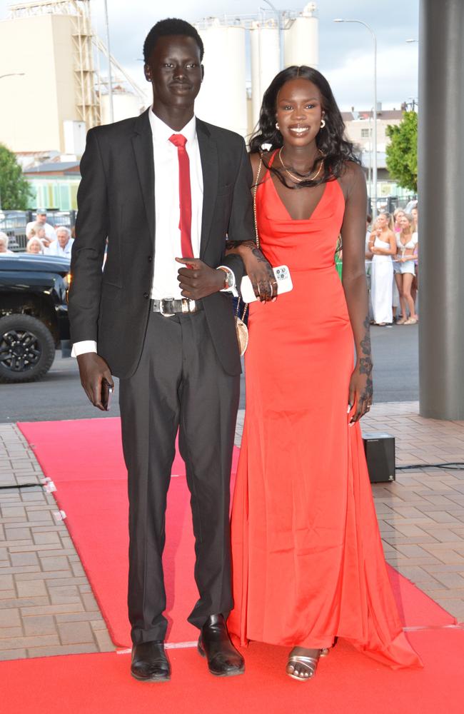 Toowoomba school formals. At the 2023 St Ursula's College formal is graduate Apajok Pager with her partner. Picture: Rhylea Millar