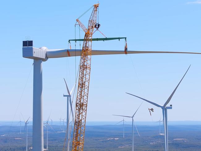 MacIntyre Wind Farm outside Warwick has smashed its construction targets with the project having installed it's 100th turbine. Photo: Supplied