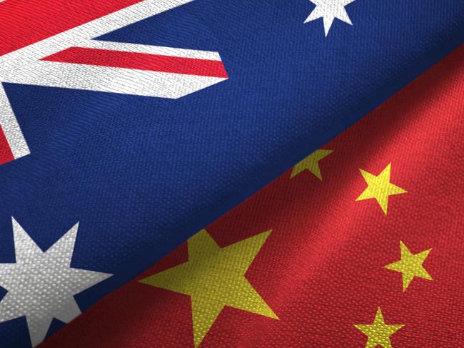 China and Australia flag together realtions textile cloth fabric texture