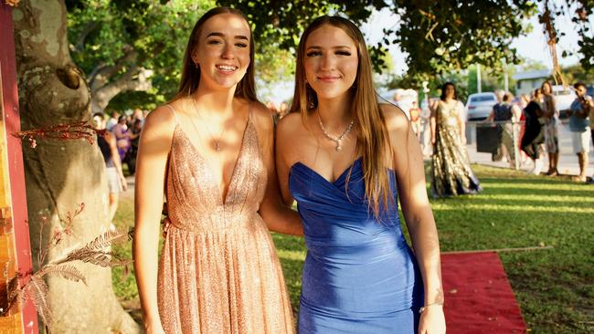 Isabella Reinke and Ruby Phillips at the Bowen State High School Year 12 Formal held on Friday, November 18, 2022.