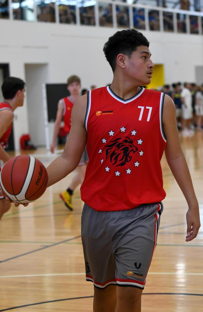 RedCity Roar's Geoffrey Peterson in action at the State Championships. Picture: Basketball Queensland