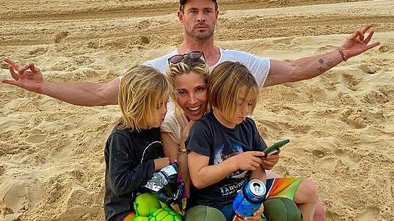 Chris and Elsa share three children, daughter India Rose, eight, and twins Sasha and Tristan, six