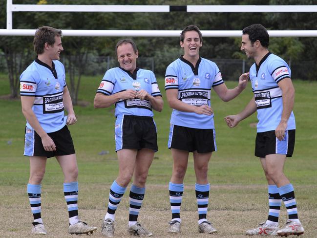 Dave Proust played rugby league for Terrigal with his sons Jim and Tony and son-in-law Ryan Quick.