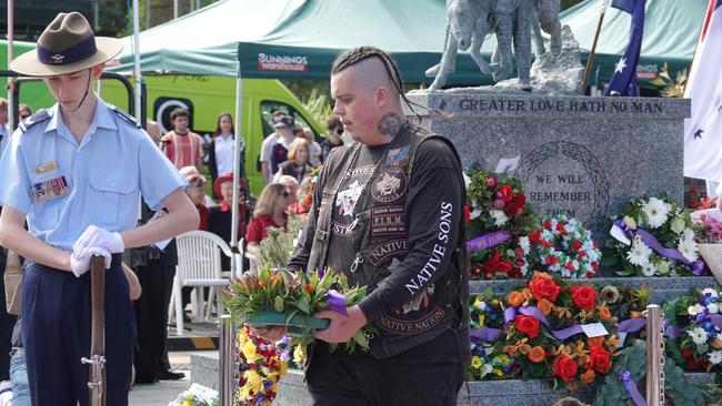 The Vernon Street cenotaph was covered in wreaths. Picture: Chris Knight