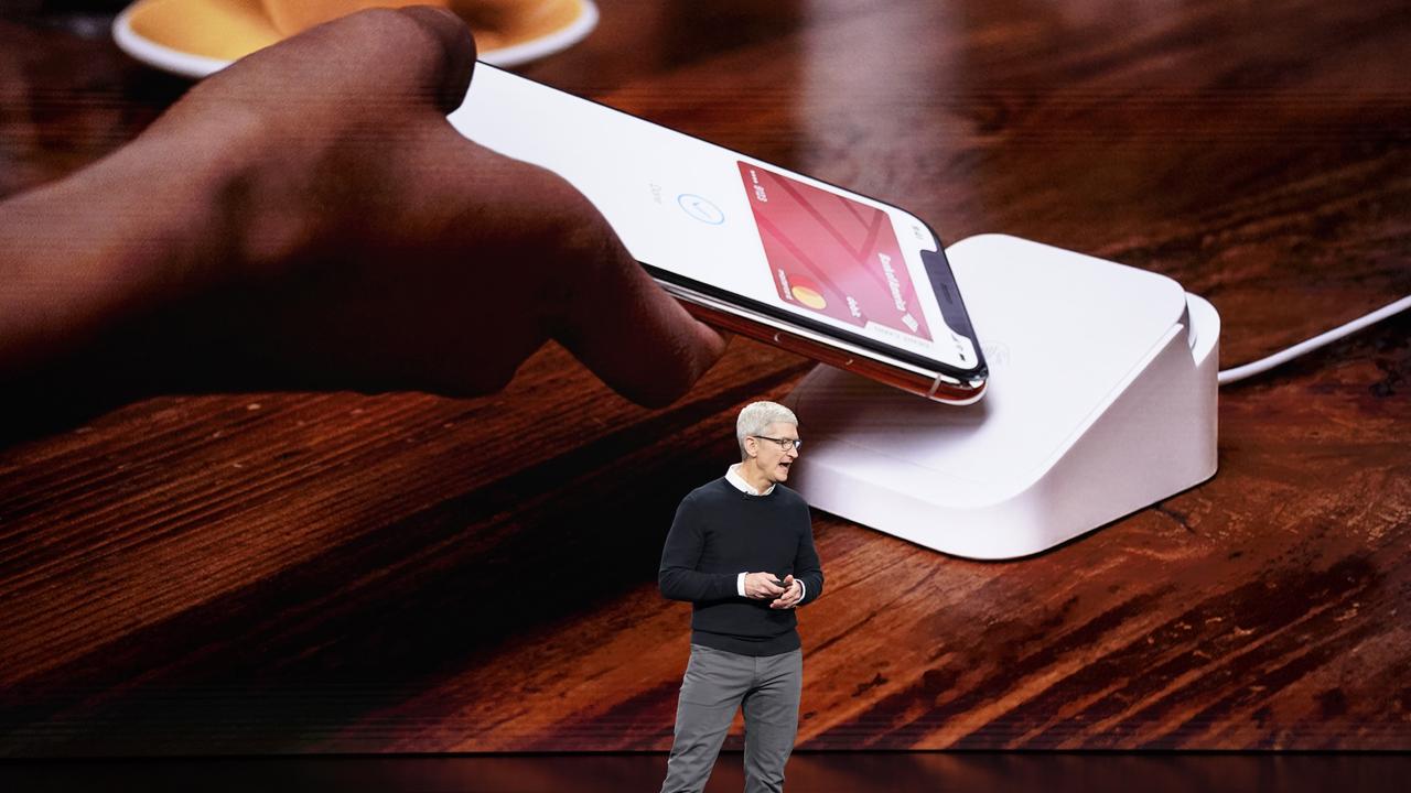 Apple CEO Tim Cook speaks at the Steve Jobs Theatre during an event to announce new products Monday, March 25, 2019, in Cupertino, Calif. Picture: Tony Avelar)