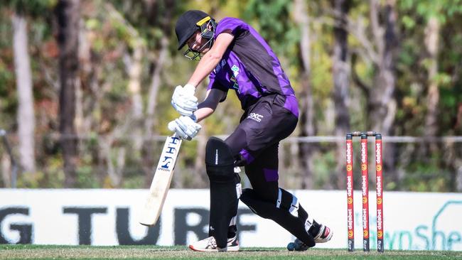 Zac Keogh in action for the Southern Storm during his century. Picture: NT Cricket