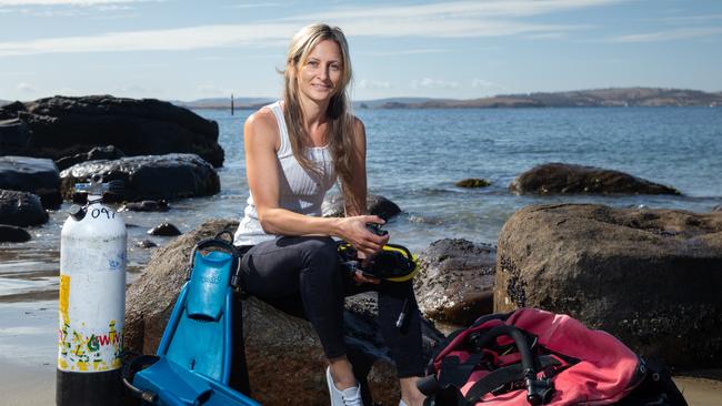 Dr Jemina Stuart-Smith a marine biologist at IMAS (Institute for Marine and Antarctic Studies) in Hobart who is researching the endangered red handfish. Picture: Peter Mathew