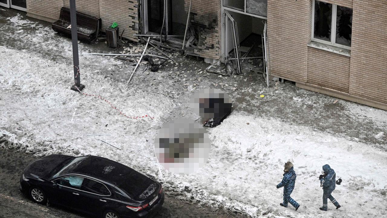 The bodies of Lieutenant General Igor Kirillov and his aide after they were killed by an explosive device. Picture: AFP