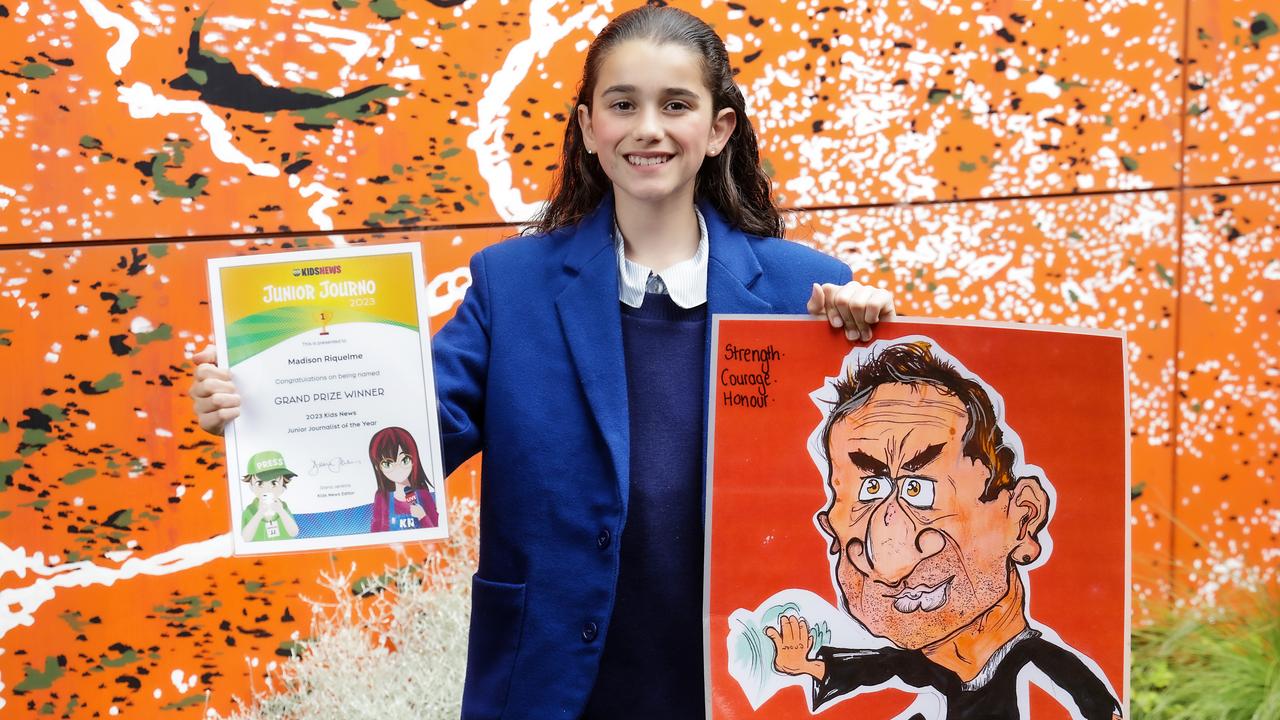 The inaugural Kids News Junior Journalist of the Year. A Year 7 student in 2023, overall competition winner Madison Riquelme attends St Monica's College in Epping, Melbourne. Picture: Ian Currie