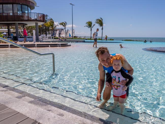 Dave and Zachariah at Yeppoon Lagoon