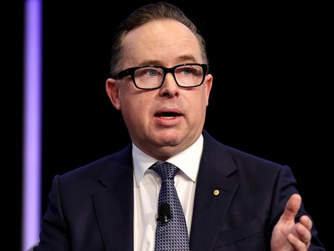 Alan Joyce, chief executive officer of Qantas Airways Ltd., speaks during the AFR Business Summit in Sydney, Australia, on Tuesday, March 8, 2022. Joyce, who took the helm at the Australian carrier in 2008, is one of the industry's longest-serving chief executive officers. Photographer: Brendon Thorne/Bloomberg via Getty Images