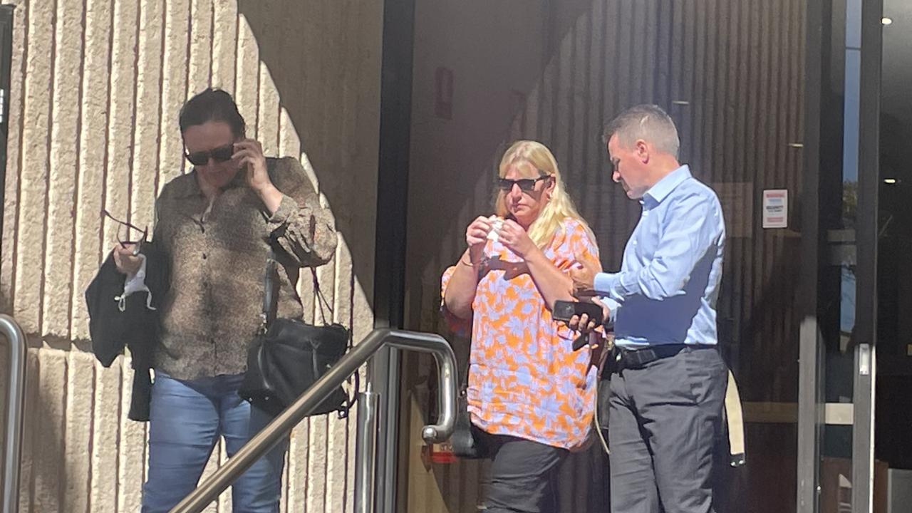 Laura Hill, Nicole Jettner and defence lawyer Matt Hubber leave Alice Springs Local Court on June 12, 2024.