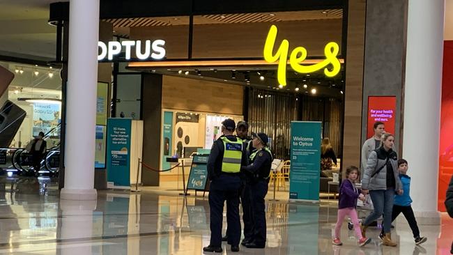 Police make sure people adhere to social distancing at Chadstone.