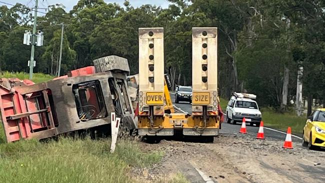 Truck crash gouges chunk out of key regional road