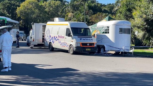 The crime scene at Oxford St, Kingscliff, on Wednesday morning.