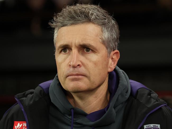 MELBOURNE, AUSTRALIA - MAY 18: Justin Longmuir, Senior Coach of the Dockers is seen during the round 10 AFL match between Euro-Yroke (the St Kilda Saints) and Walyalup (the Fremantle Dockers) at Marvel Stadium, on May 18, 2024, in Melbourne, Australia. (Photo by Robert Cianflone/Getty Images)