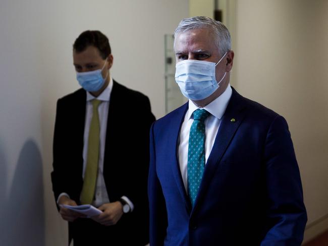 First sitting day for federal politicians in Canberra after parliament was suspended due to covid-19. Deputy Prime Minister Michael McCormack in the press gallery corridor between morning interviews. Picture by Sean Davey.