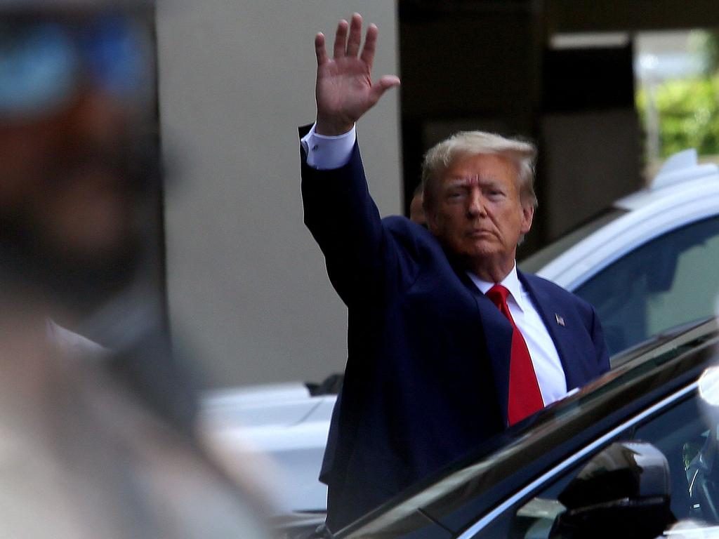 Trump waves to supporters after his dramatic court appearance in Miami, Florida. Picture: Getty Images North America / Getty Images via AFP