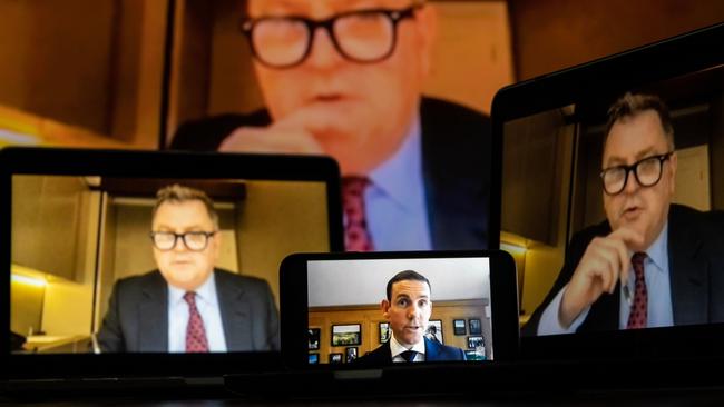 Lex Greensill, chief executive officer of Greensill Capital, centre, gives evidence to a UK Treasury Select Committee during a hearing into the collapse of his company earlier this year. PIcture: Bloomberg