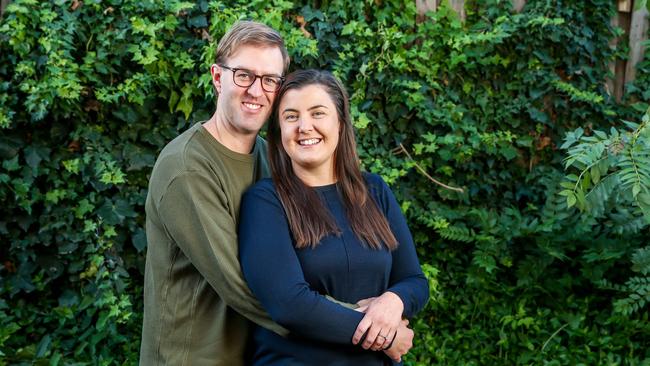 Tara Arnold and Lachlan Stammers were able to break into the coronavirus-impacted market and buy their first-home in Belmont, Geelong, amid reduced competition. Picture: Tim Carrafa