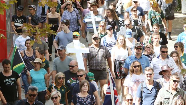 South African Farmer Rally In Forest Place Perth Western Australia on Sunday 8th April. Picture: Sean Middleton