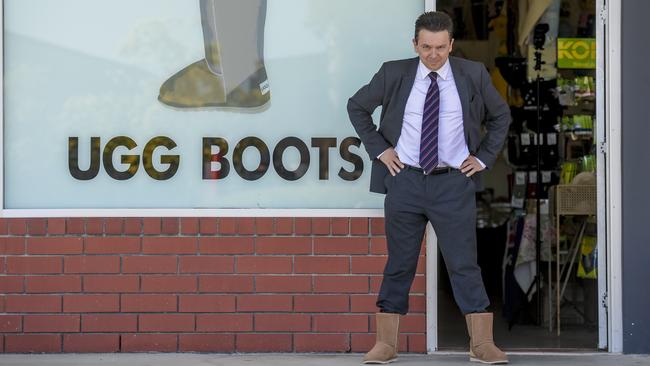 Former South Australian Senate powerbroker Nick Xenophon at Northside Souvenirs at Pooraka. Picture: Roy VanDerVegt