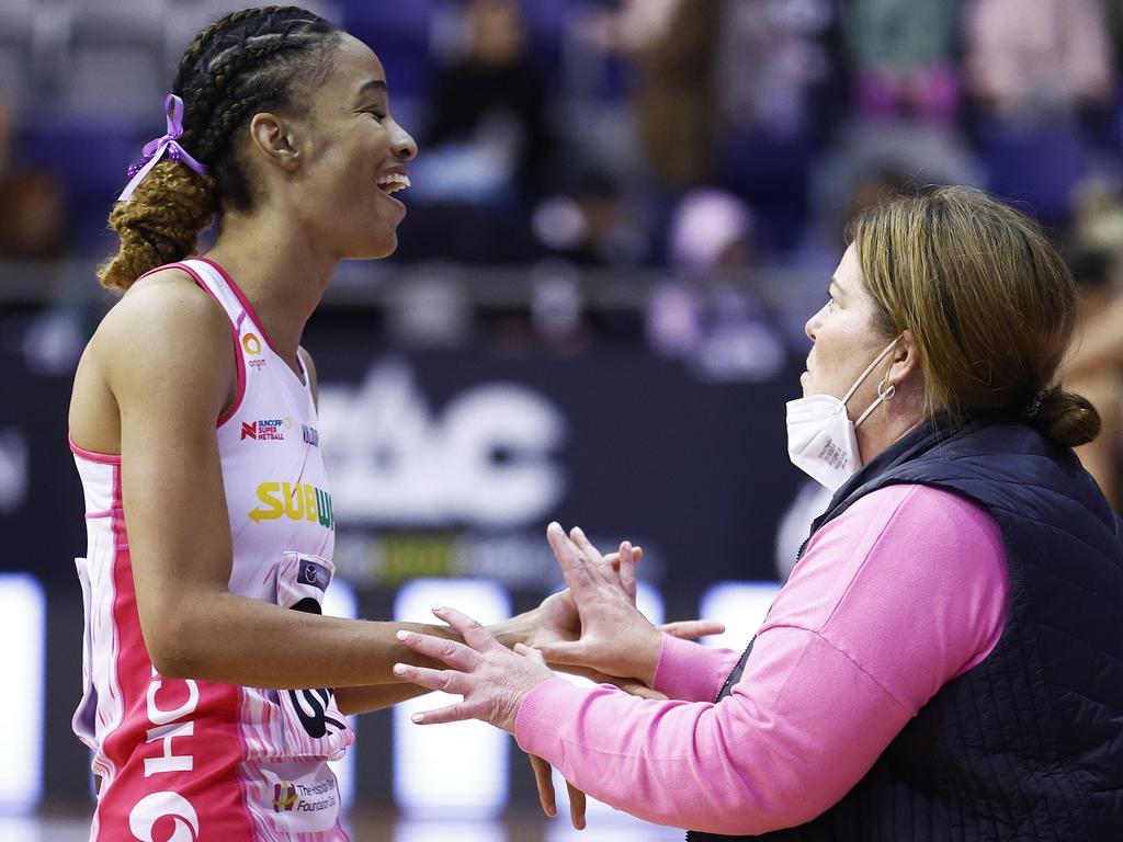 Coach Tania Obst guided the Thunderbirds to a strong win. Picture: Daniel Pockett/Getty Images