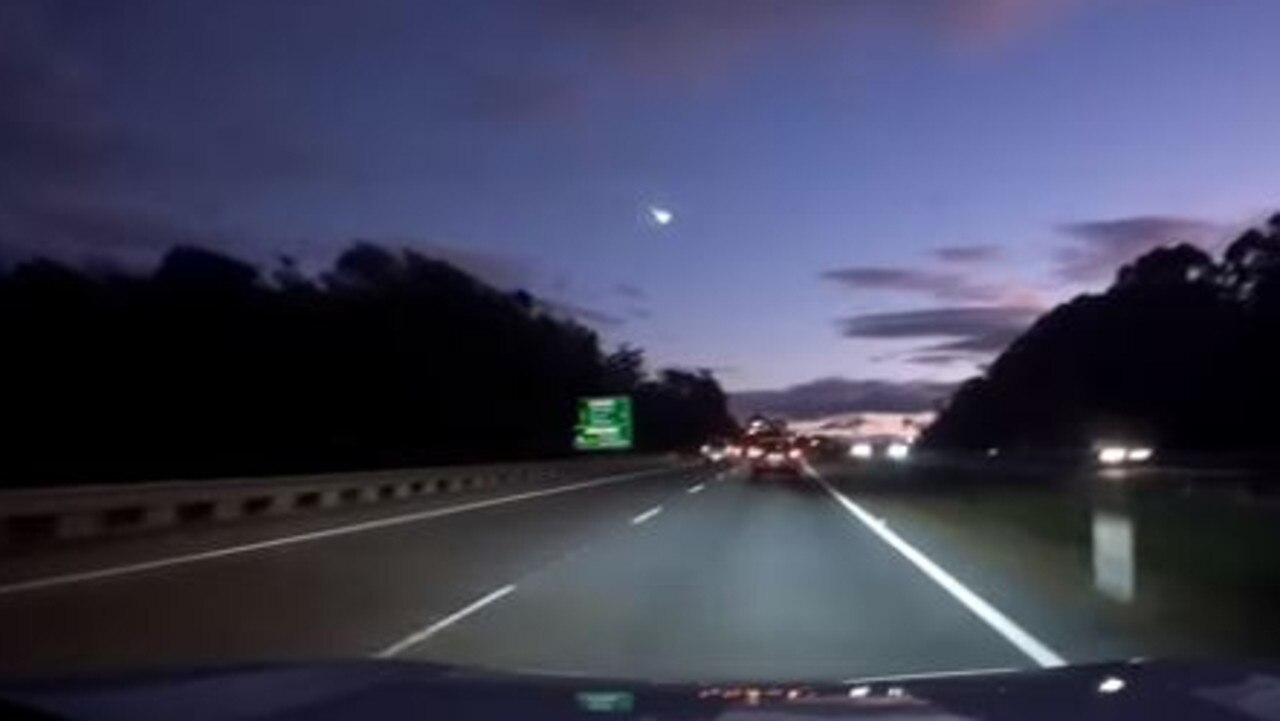 Meteorite captured on dashcam during Wednesday night's shower. Picture: Amy Austin