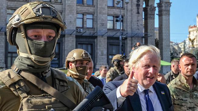 Then British Prime Minister Boris Johnson visits Kyiv in 2022. Picture: AFP.