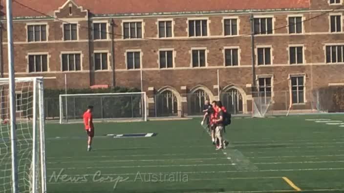 Jason Taumalolo and Valentine Holmes test out NFL skills in the U.S