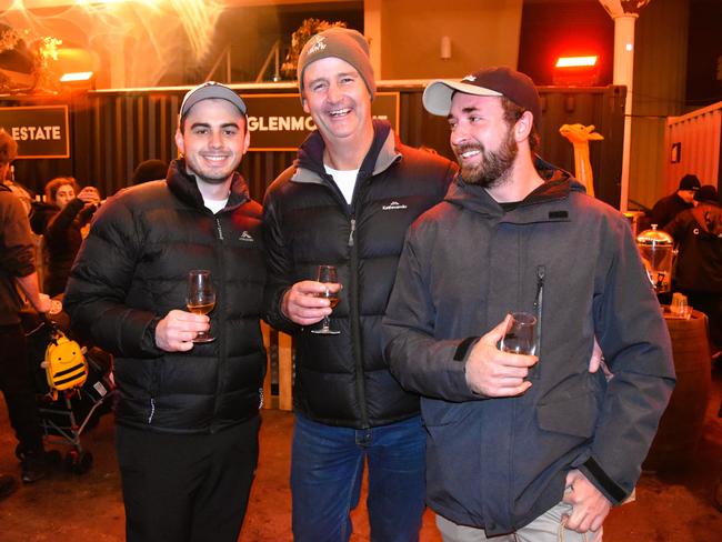 Declan Lynch, Paul McDonald and Bailey Kilpatrick at the Whisky, Wine and Fire Festival 2024 at the Caulfield Racecourse. Picture: Jack Colantuono