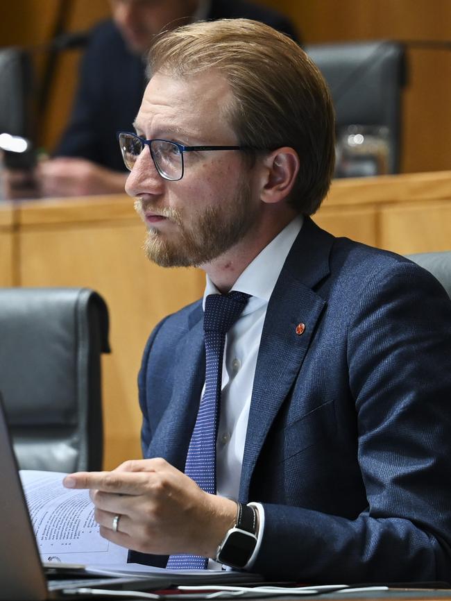 Senator Paterson at work in a parliamentary committee. Picture: NCA NewsWire / Martin Ollman