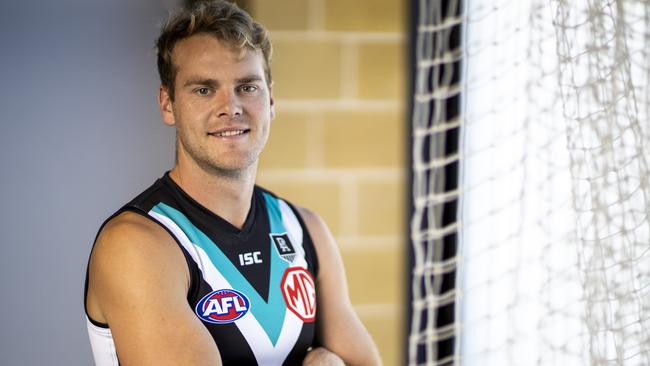 Port Adelaide’s Jack Watts is fighting to return from injury. Picture: AAP Image/Kelly Barnes