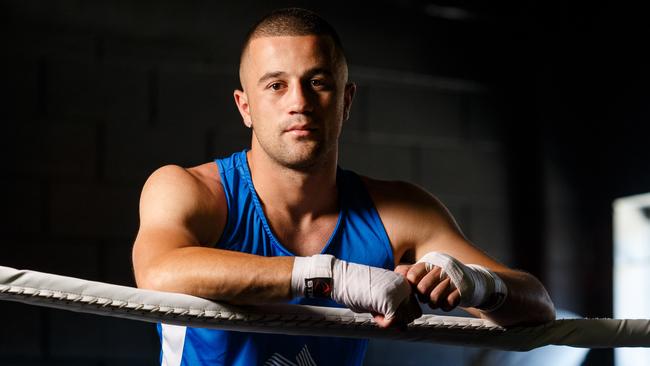 Boxer Terry Nickolas in 2018 ahead of representing Australia at the Commonwealth Games. He was charged on Tuesday by Ironside detectives with manufacturing a large quantity of methamphetamine at a Morphett Vale drug lab. Picture: James Elsby.